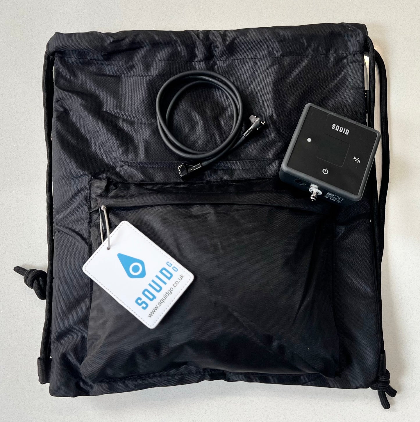 Drawstring Insulated Cooler/Carry Bag and Luggage Tag - Keep your Squid Go System together, and travel keeping your frozen gel packs cold much longer.